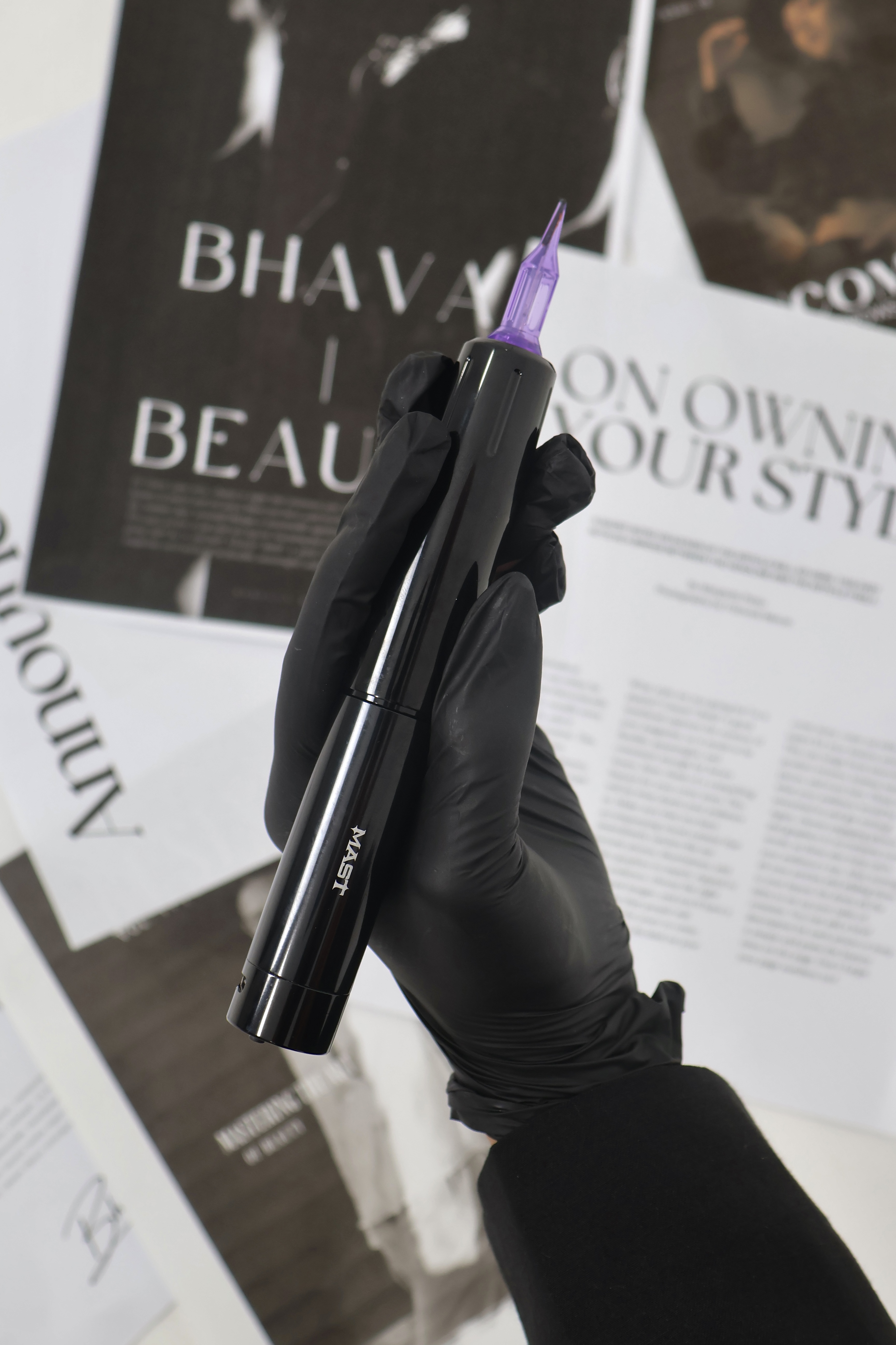 The Mast tattoo pen held at Bhava Beauty